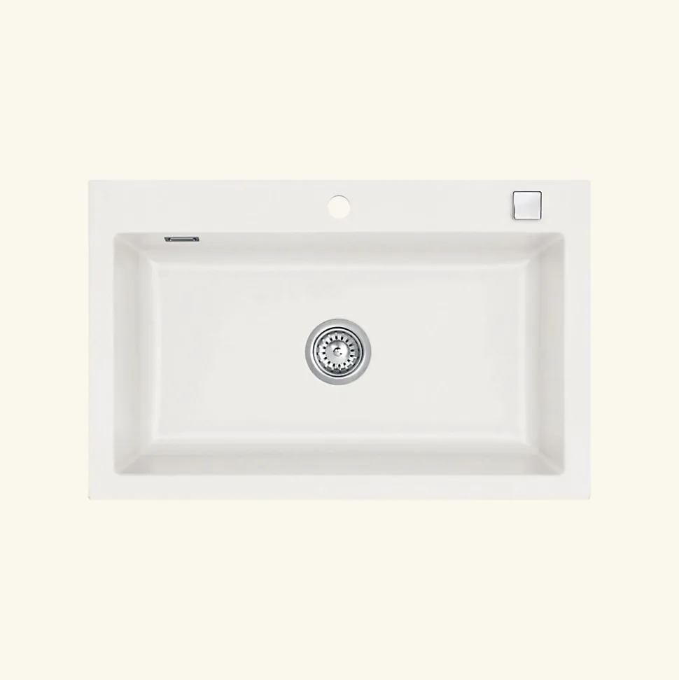 Évier céramique blanc brillant Systemceram MERA 1 bac 800x510 mm