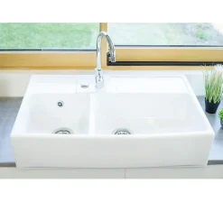 Évier céramique blanc Country 2 bacs 90 cm