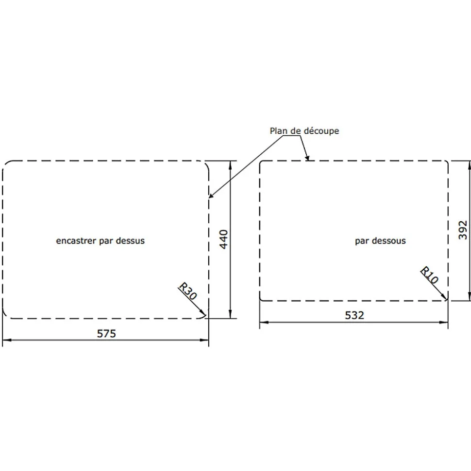Évier céramique blanc Sanindusa VALET 1 bac 60x46 cm
