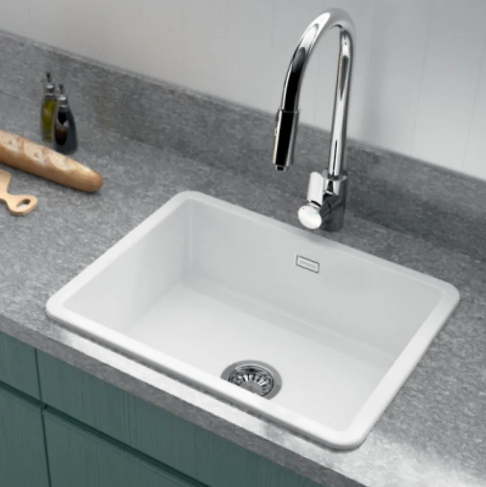 Évier céramique blanc Sanindusa VALET 1 bac 60x46 cm