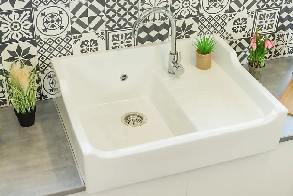 Évier céramique blanc Tradition 80 cm