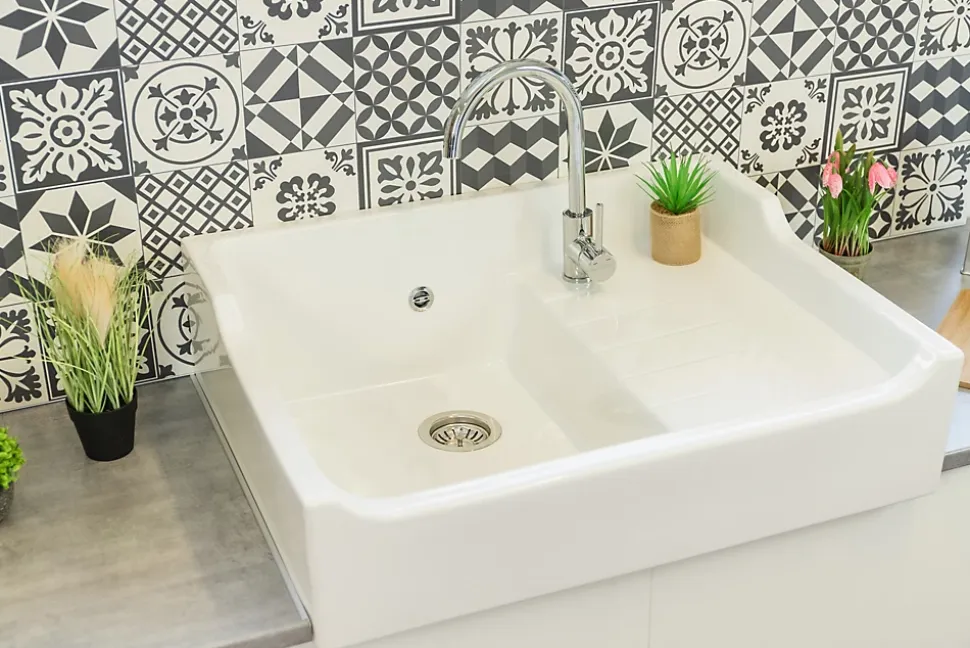 Évier céramique blanc Tradition 80 cm