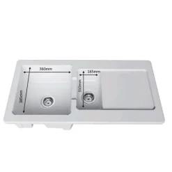 Évier céramique blanc VitrA ARKITEKT 1 bac et demi - 1 égouttoir