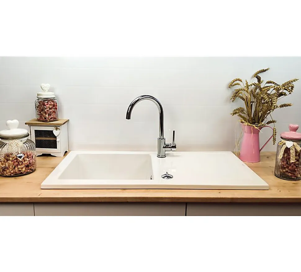 Évier céramique Lingot XS 1 cuve blanc