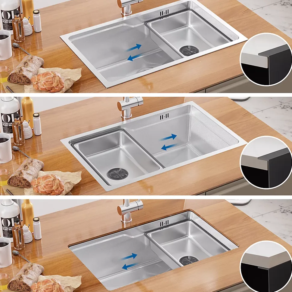 Évier Cuisine 68 cm , Évier en inox, Évier 1 Bac avec Kit de Vidage, Évier à Encastrer