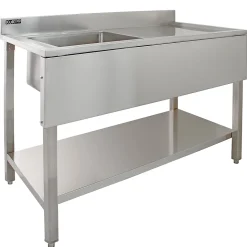 Évier Cuisine Commercial en Acier Inoxydable & Robinet - Drainage à droite