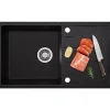 Évier de Cuisine 78 cm, Cecipa MAX Évier en Granit Noir , Évier 1 Bac avec Panier de Drainage