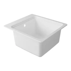 Évier de cuisine 1 cuve en composite de quartz blanc mat avec accessoires Romesco GoodHome