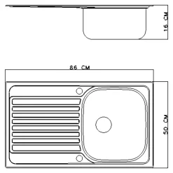 Évier de cuisine 1 cuve et 1 égouttoir en acier inoxydable Jabiri