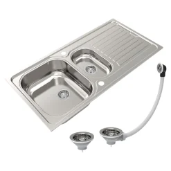 Évier de cuisine 1,5 cuve et 1 égouttoir en acier inoxydable Jabiri