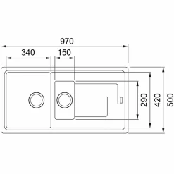 Évier de cuisine 1 cuve et demi bac à encastrer anthracite Noir avec égouttoir réversible FRANKE