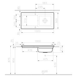 Évier de cuisine 1 cuve et 1 égouttoir en céramique blanc Steinfield GoodHome