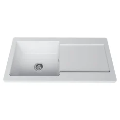 Évier de cuisine 1 cuve et 1 égouttoir en céramique blanc Steinfield GoodHome