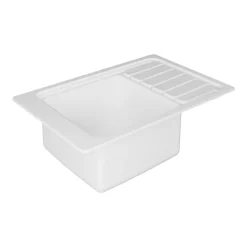 Évier de cuisine 1 cuve et 1 égouttoir en composite de quartz blanc mat avec accessoires Romesco GoodHome