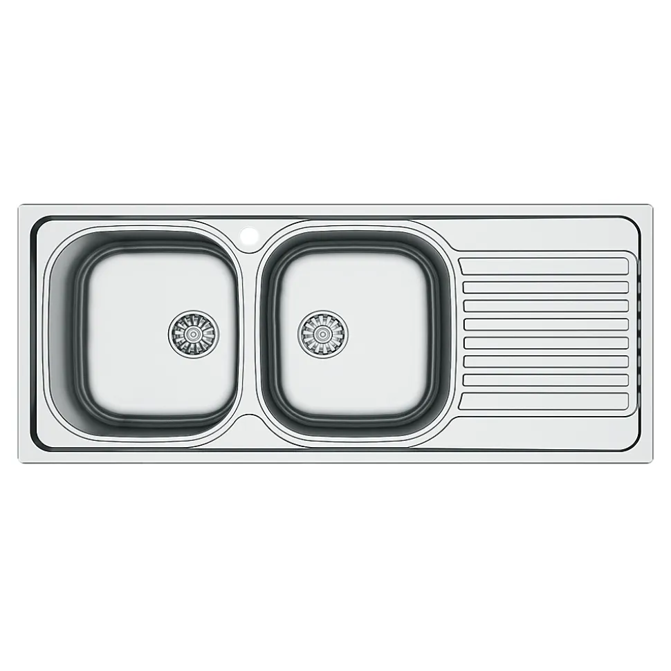 Évier de cuisine 2 cuves et 1 égouttoir en acier inoxydable Jabiri