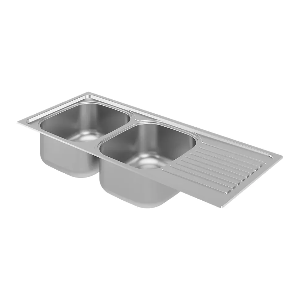 Évier de cuisine 2 cuves et 1 égouttoir en acier inoxydable Jabiri