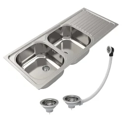 Évier de cuisine 2 cuves et 1 égouttoir en acier inoxydable Jabiri