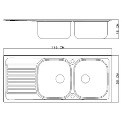 Évier de cuisine 2 cuves et 1 égouttoir en acier inoxydable Jabiri