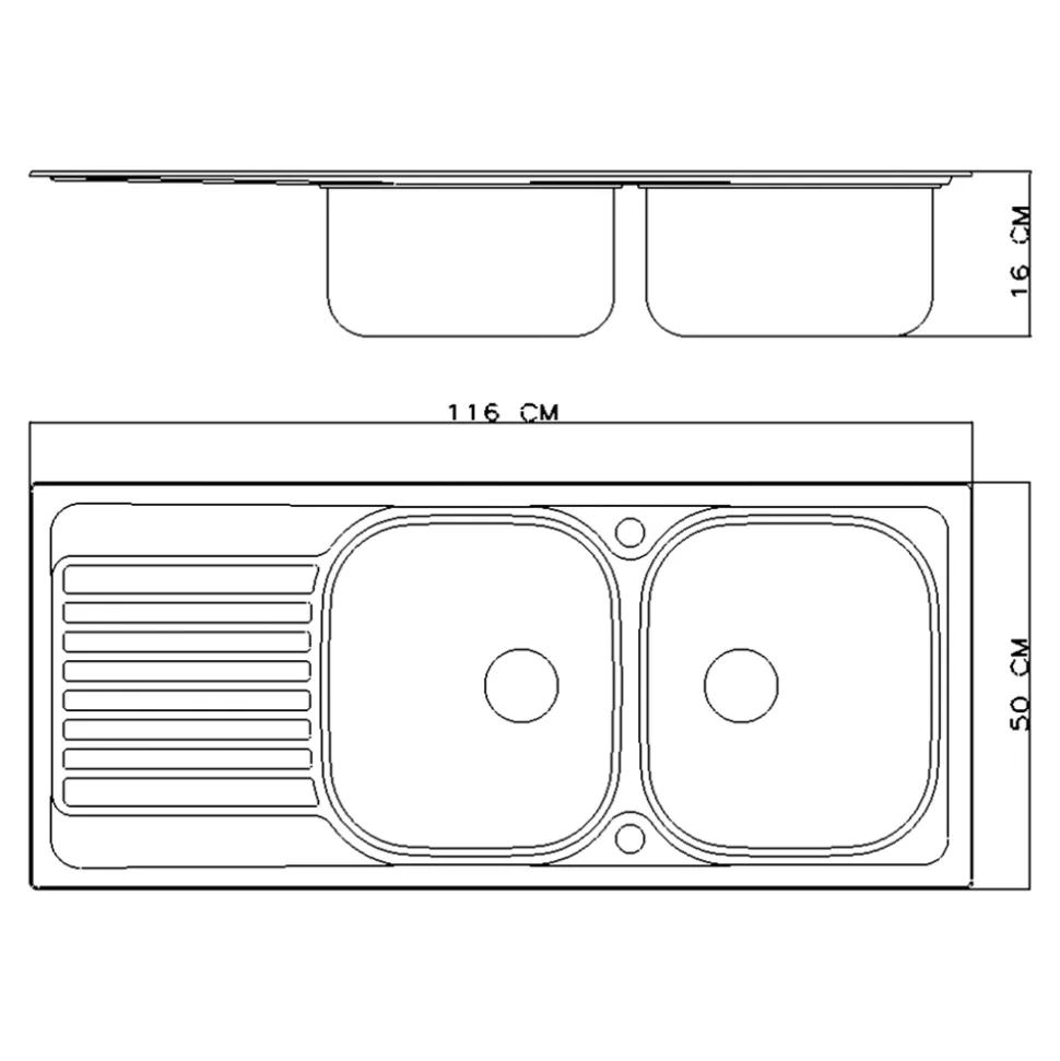 Évier de cuisine 2 cuves et 1 égouttoir en acier inoxydable Jabiri