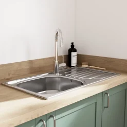 Évier de cuisine à encastrer 1 bac Turing inox satiné