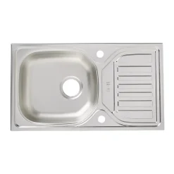 Évier de cuisine à encastrer en inox structuré 1 bac et égouttoir Turing