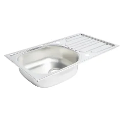 Évier de cuisine à encastrer en inox structuré 1 bac et égouttoir Turing