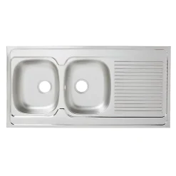 Évier de cuisine à poser 2 bacs Mayr acier inoxydable satiné avec égouttoir