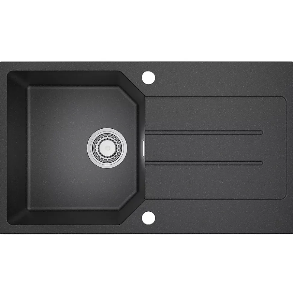 Évier de Cuisine 70 x 45 cm, Anycee MAX Évier en granit , Évier 1 Bac avec Panier de Drainage + Distributeur de Savon