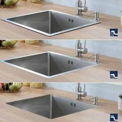 Évier de Cuisine 50 x 44 cm, CECIPA MAX Évier en inox brossé, Évier 1 Bac Montage Encastré ou Supérieur