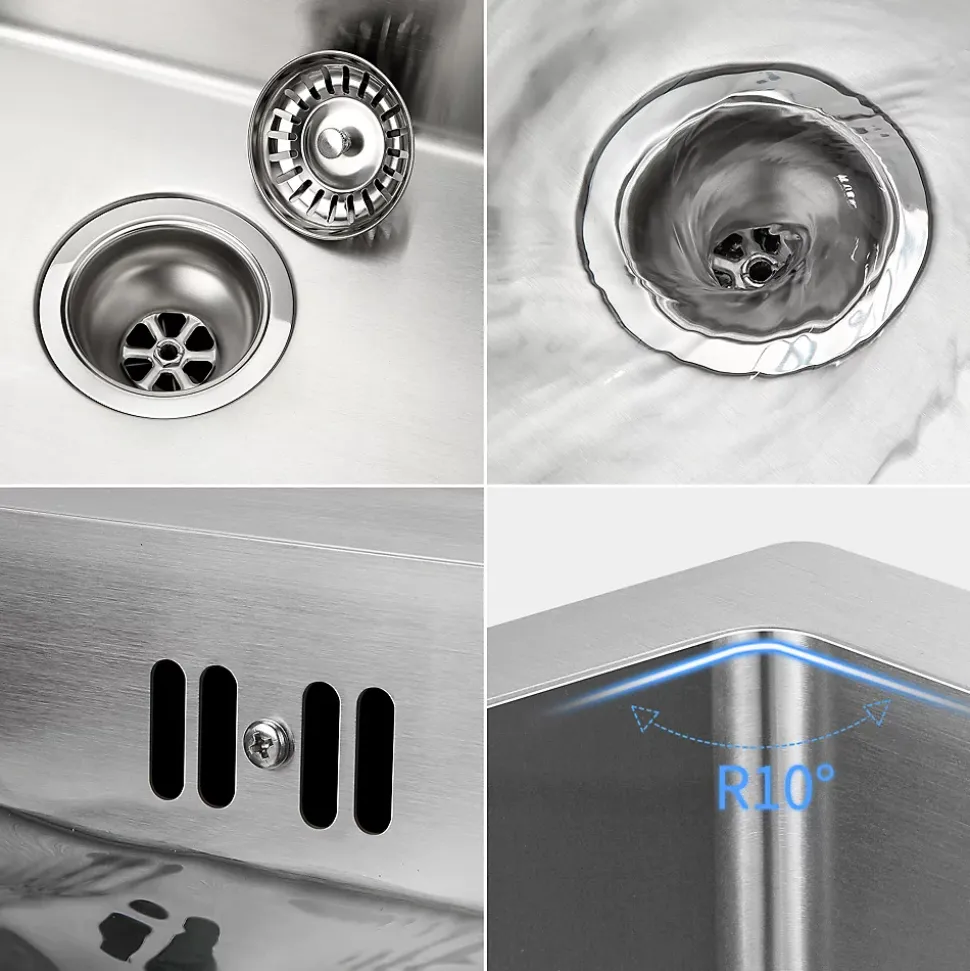 Évier de Cuisine 50 x 44 cm, CECIPA MAX Évier en inox brossé, Évier 1 Bac Montage Encastré ou Supérieur