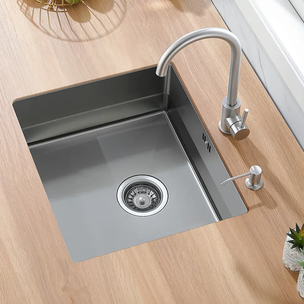 Évier de Cuisine 50 x 44 cm, CECIPA MAX Évier en inox brossé, Évier 1 Bac Montage Encastré ou Supérieur