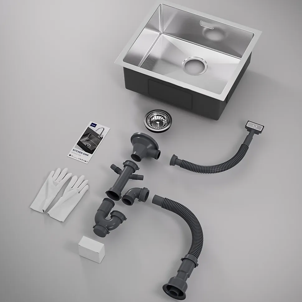 Évier de Cuisine 50 x 44 cm, CECIPA MAX Évier en inox brossé, Évier 1 Bac Montage Encastré ou Supérieur