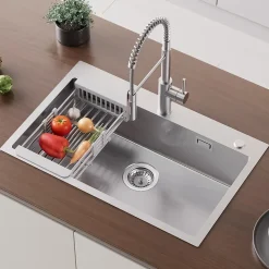 Évier de Cuisine 75 x 45 cm, Cecipa MAX Évier en Inox, Évier 1 Bac avec Panier de Drainage