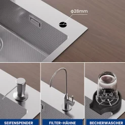 Évier de Cuisine 75 x 45 cm, Cecipa MAX Évier en Inox, Évier 1 Bac avec Panier de Drainage