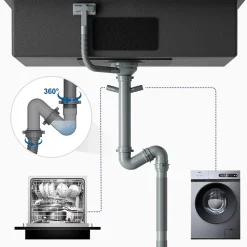 Évier de Cuisine 75 x 45 cm, CECIPA MAX Évier en Inox Noir , Évier 1 Bac avec Panier de Drainage