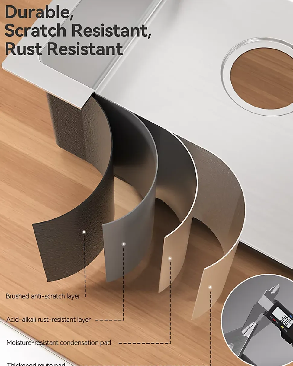 Évier de Cuisine 40 x 45 cm, CECIPA MAX Évier en inox brossé, Évier 1 Bac, Lavabo Cuisine Montage Encastré ou Supérieur