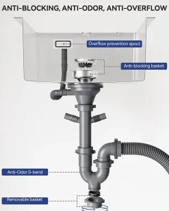 Évier de Cuisine 40 x 45 cm, CECIPA MAX Évier en inox brossé, Évier 1 Bac, Lavabo Cuisine Montage Encastré ou Supérieur