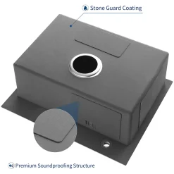 Évier de Cuisine 55 x 45 cm, CECIPA MAX Évier carré en inox brossé, Évier 1 Bac, Lavabo Cuisine Montage Encastré ou Supérieur