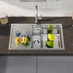 Évier de Cuisine 75 x 45 cm, Cecipa MAX Évier en Inox, Évier 1 Bac avec Panier de Drainage