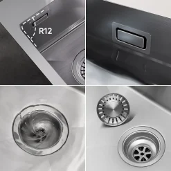 Évier de Cuisine 30 x 45 cm, CECIPA MAX Évier en inox brossé, Évier 1 Bac Montage Encastré ou Supérieur