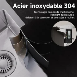 Évier de Cuisine 30 x 45 cm, CECIPA MAX Évier en inox brossé, Évier 1 Bac Montage Encastré ou Supérieur