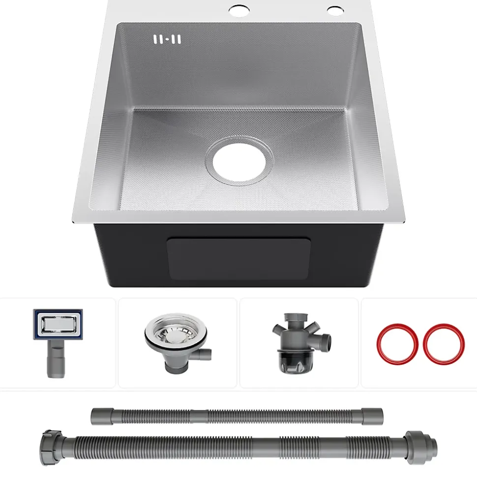 Évier de Cuisine 49 x 44 cm, CECIPA MAX Évier en inox, Évier 1 Bac Montage Encastré ou Supérieur