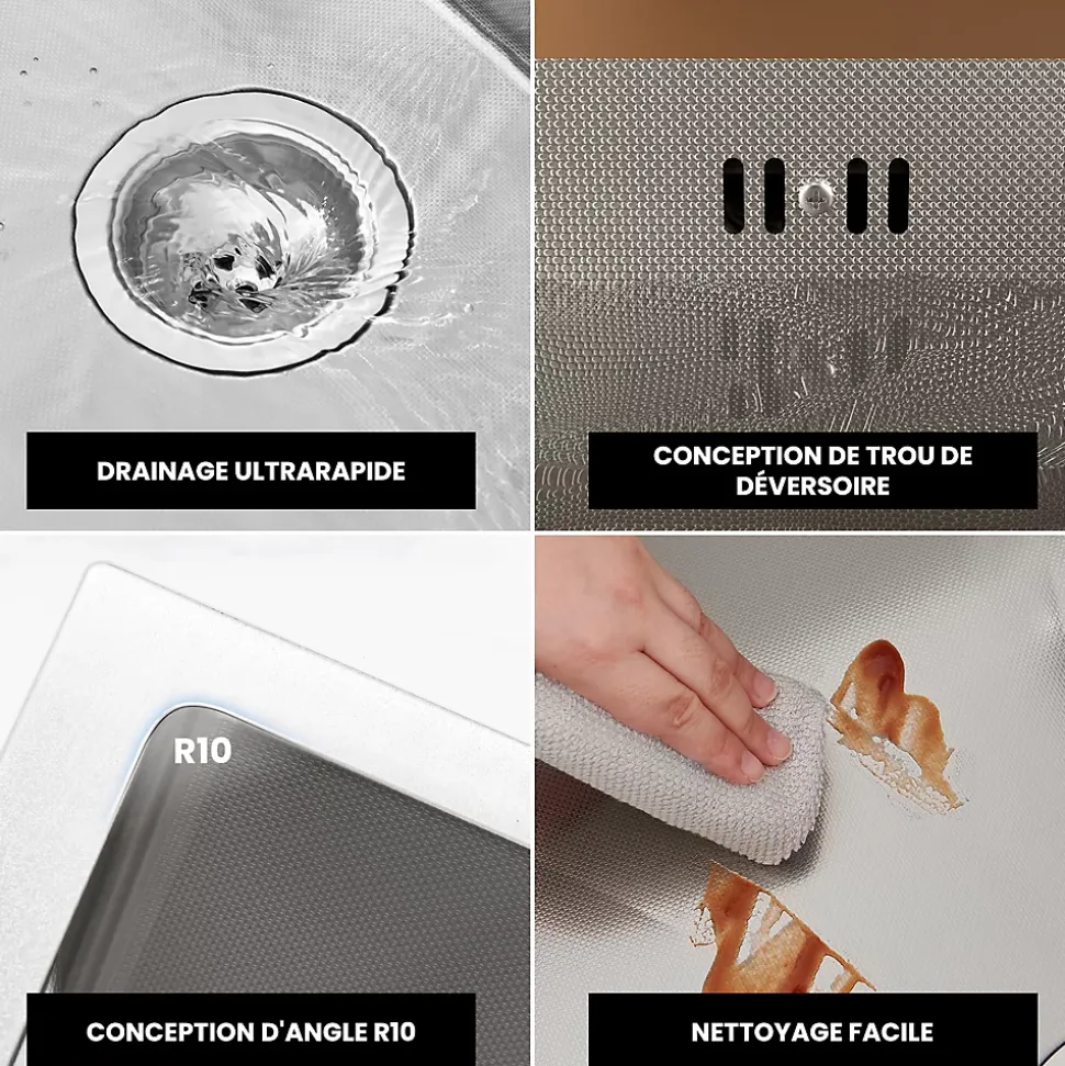 Évier de Cuisine 49 x 44 cm, CECIPA MAX Évier en inox, Évier 1 Bac Montage Encastré ou Supérieur