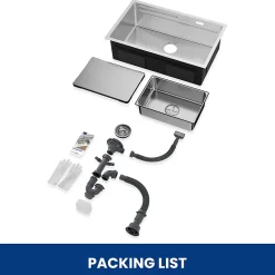 Évier de Cuisine 70 x 44 cm, CECIPA MAX Évier en inox brossé, Évier 1 Bac Montage Encastré ou Supérieur