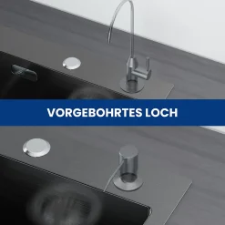 Évier de Cuisine 50 x 45 cm, CECIPA MAX Évier carré en inox brossé, Évier 1 Bac, Lavabo Cuisine Montage Encastré ou Supérieur