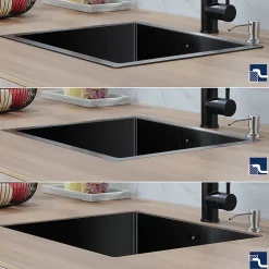 Évier de Cuisine 50 x 44 cm, CECIPA MAX Évier en inox Noir, Évier 1 Bac Montage Encastré ou Supérieur