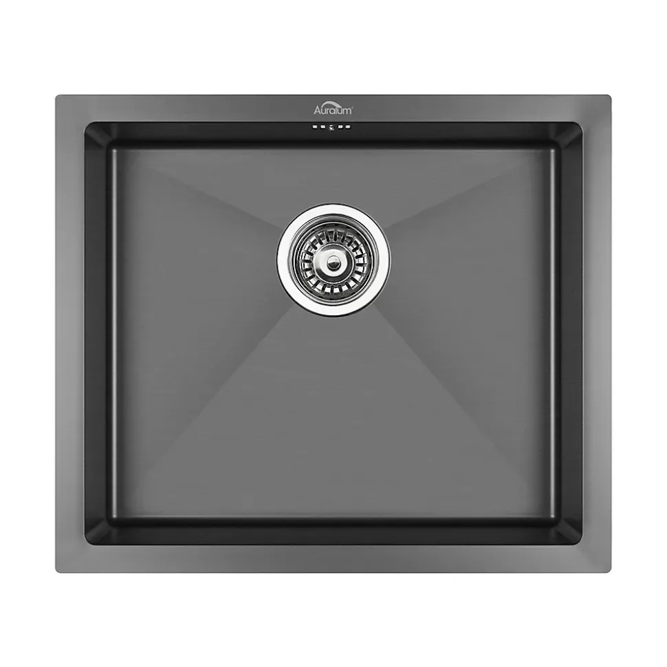 Évier de Cuisine 50 x 44 cm, CECIPA MAX Évier en inox Noir, Évier 1 Bac Montage Encastré ou Supérieur