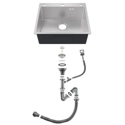 Évier de Cuisine 50 x 45 cm, SOFETIY MAX Évier en inox brossé, Évier 1 Bac Montage Encastré ou Supérieur