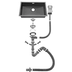 Évier de Cuisine 70 x 44 cm, SOFETIY MAX Évier en inox Noir, Évier 1 Bac Montage Encastré ou Supérieur