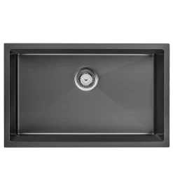 Évier de Cuisine 70 x 44 cm, SOFETIY MAX Évier en inox Noir, Évier 1 Bac Montage Encastré ou Supérieur